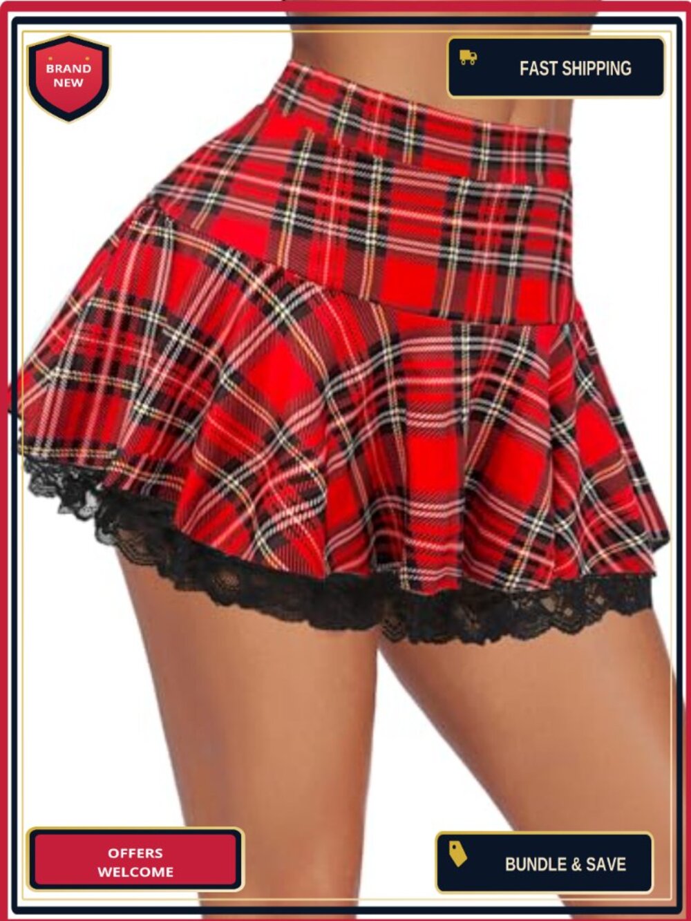 Avidlove Lace Pleated Mini Skirt Lingerie Sleepwear